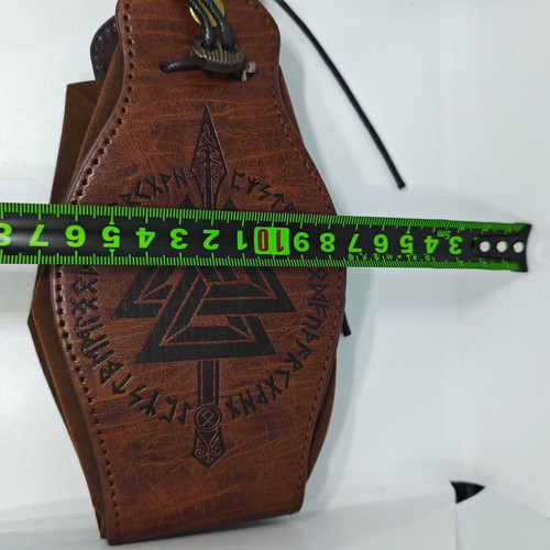 Leather Belt Pouch new with Valknut symbol and Scandinavian Runes