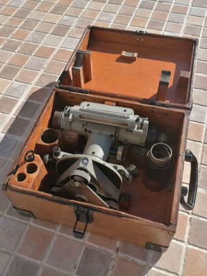 Carl Zeiss Iena Levelling Instrument used with wooden case and tripod