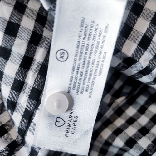 Peter Pan Collar Gingham Shirt Primark like new, black and white, XS