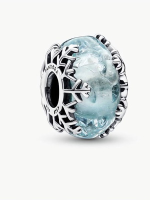 Pandora charm Winter Magic symbol with blue Murano glass