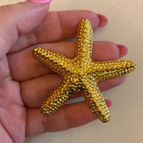 Starfish earrings used, gold color, 6.5cm diameter