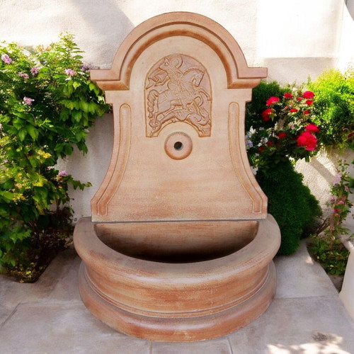 Concrete Fountain Saint George in Beige and Brown, New