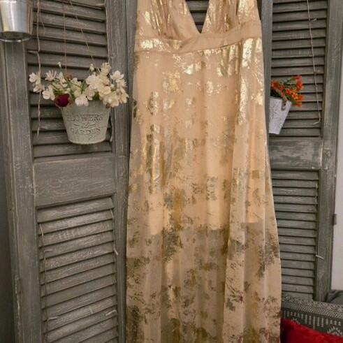 Shein summer dress new, gold color, size S
