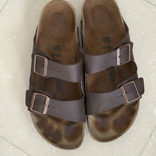 Birkenstock leather men's sandals size 44 Birko-Flor like new, brown