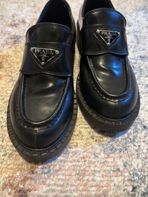 Prada loafers used, black, size 38