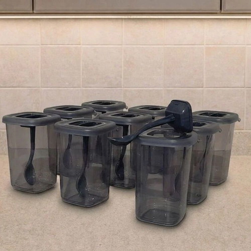 Rectangular square spice containers new, set of 9 pieces