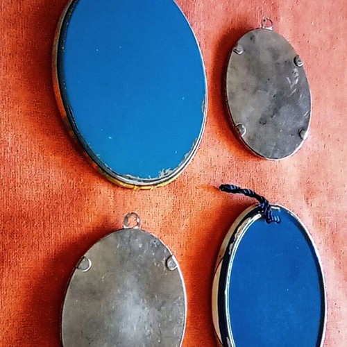 Set of 4 vintage oval religious icons with metal hanging Saint George gift