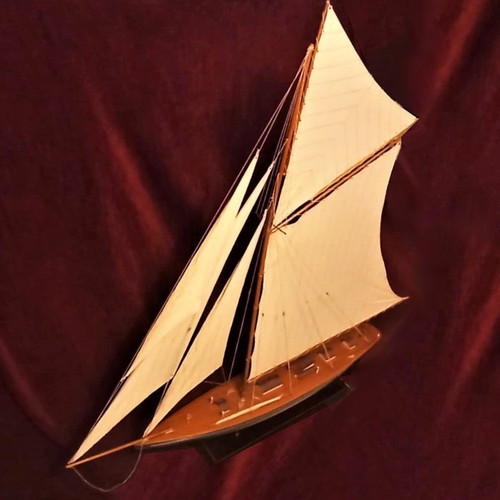 Wooden Handmade Racing Sailboat Like New Large Size
