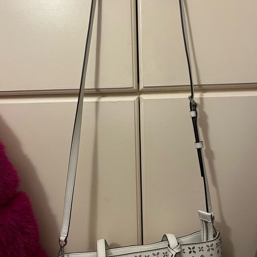 Michael Kors leather shoulder bag white with silver leaf pattern