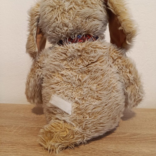 Vintage plush dog from the 80's, used, approx. 30 cm