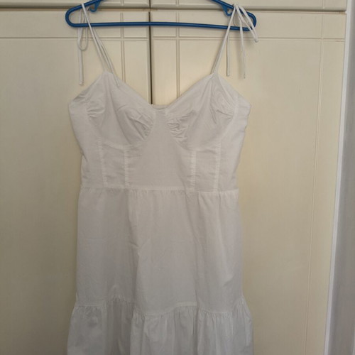 H&M White Mini Dress New, Adjustable Straps, L Size