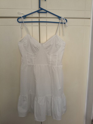 H&M White Mini Dress New, Adjustable Straps, L Size