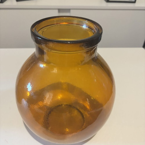Glass vase amber 21x21x25cm like new