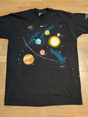 Vintage Solar System Planets Shirt Fruit of the Loom XL σαν καινούργιο, μαύρο
