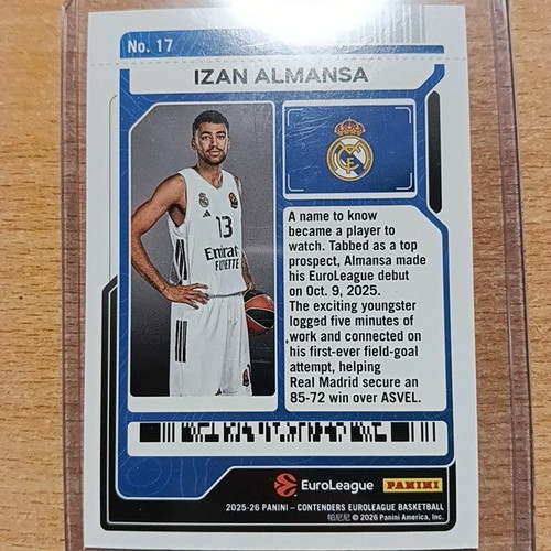 Izan Almansa 5/5 2025-26 Panini Contenders EuroLeague Basketball Card like new