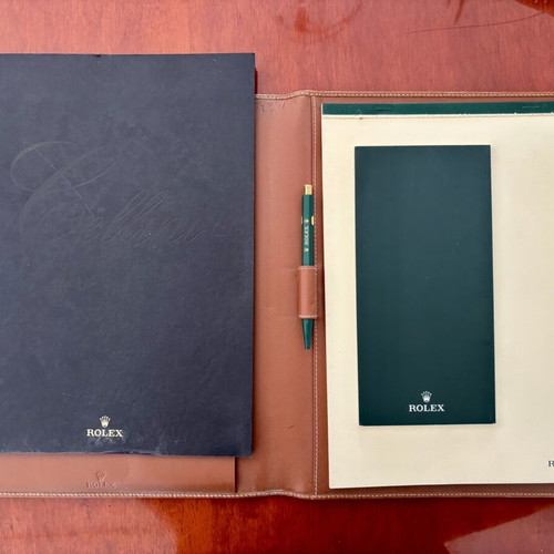 Vintage Rolex Leather Portfolio travel notes with Rolex pen like new