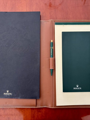 Vintage Rolex Leather Portfolio travel notes με Rolex pen σαν καινούργιο