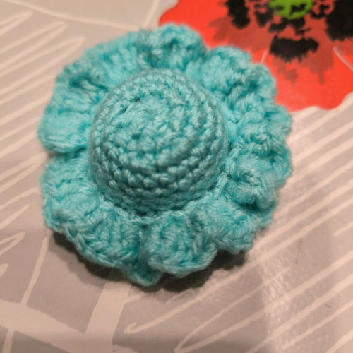 Handmade knitted hat and keychain turquoise new