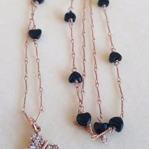Silver 925 necklace rose gold plated used, length 78 cm