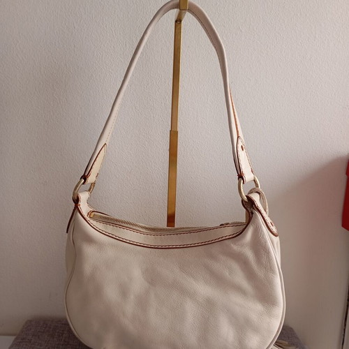 Lancel vintage original shoulder bag used, ecru color