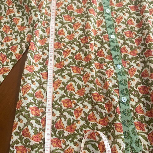 Natural Natura shirt with mint and coral floral pattern, 100% cotton