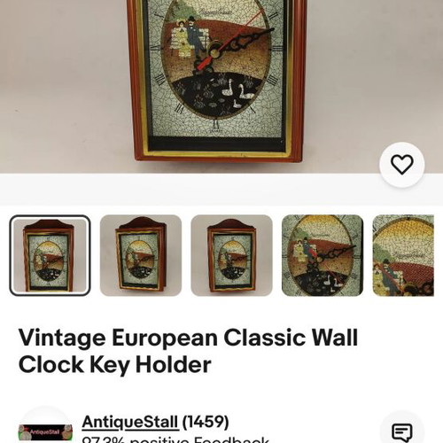 Collectible wall clock like new with key holder and mail organizer