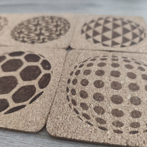 Set of 6 cork coasters Excellent Houseware new with geometric designs