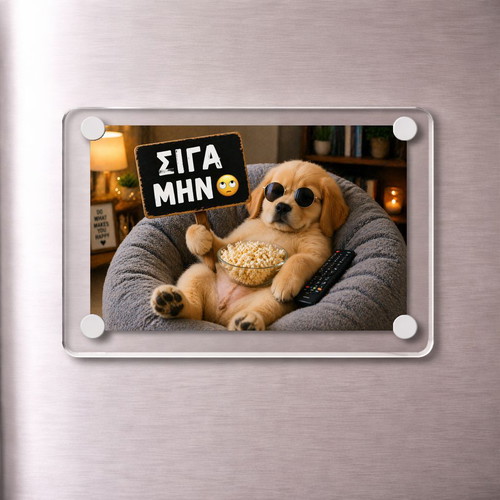 Acrylic fridge magnet "Siga Min" new, Funny Dog Meme 9x6cm