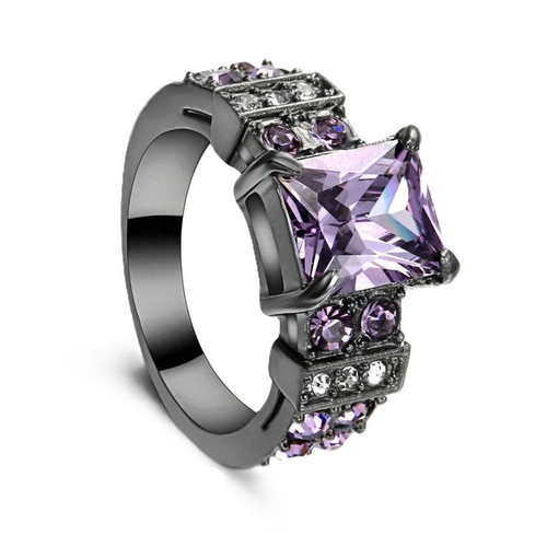 Ring with Violet Amethyst and Black Rhodium Plating new