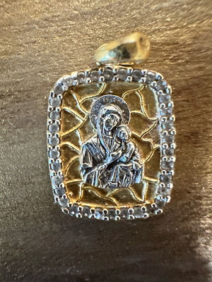 Pendant amulet 925 silver two-tone with zircon like new