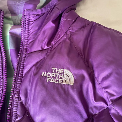 The North Face reversible jacket like new, green and purple, size S