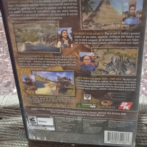 Civilization IV Gold Edition and Beyond the Sword PC game used, 5 discs
