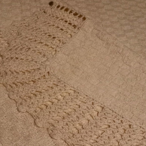 Knitted wool blanket used, very old handmade
