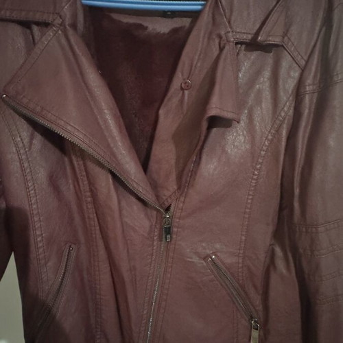 BSB Women's Leather Jacket used, burgundy, size 46 with inner fur