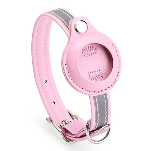 Cat collar with Apple AirTag holder and pink bell new
