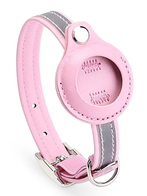 Cat collar with Apple AirTag holder and pink bell new