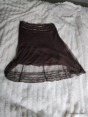 Tulle skirt with ribbon and sequins like new, brown, size M