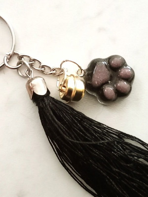 Handmade Black Paw keychain pendant new, black