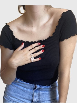 Zara ριμπ μαύρο τοπ σαν καινούργιο, off the shoulders