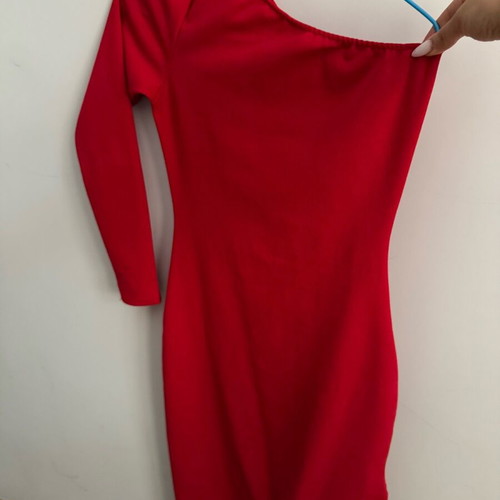 Judah club dress with one sleeve like new, red
