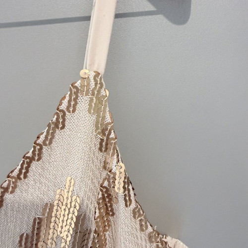 Desiree evening dress with gold beige sequins like new, size L