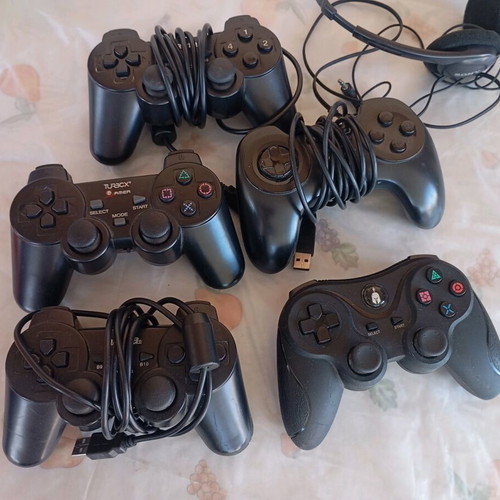 Various controllers used with free Sony headphones