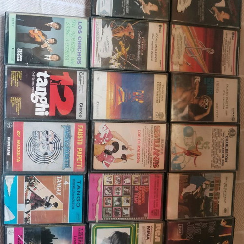 Cassette tapes used, set of 44 with 17 genuine and 2 cases
