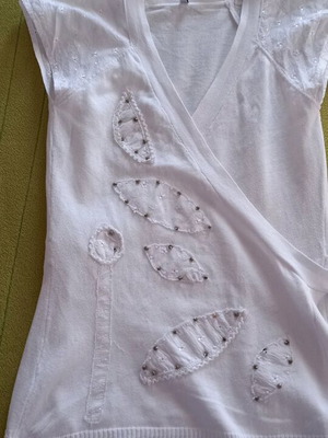 Crossover blouse white cotton like new, size S