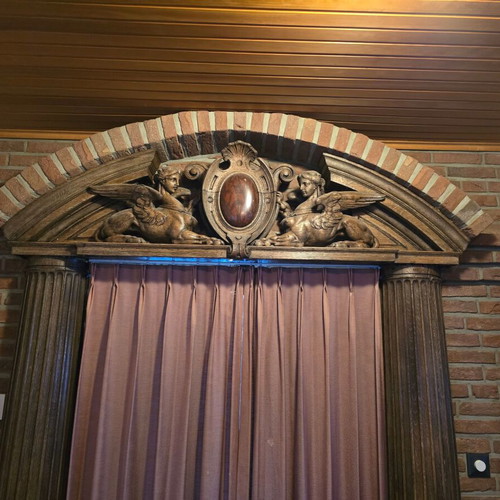 Antique 19th-Century Neoclassical Hand-Carved Wooden Architectural Ornament