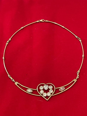 Gold necklace 14K with semi-precious stones used