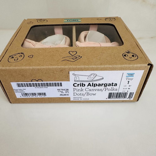 Toms Tiny Alpargata baby shoes like new, pink with bow