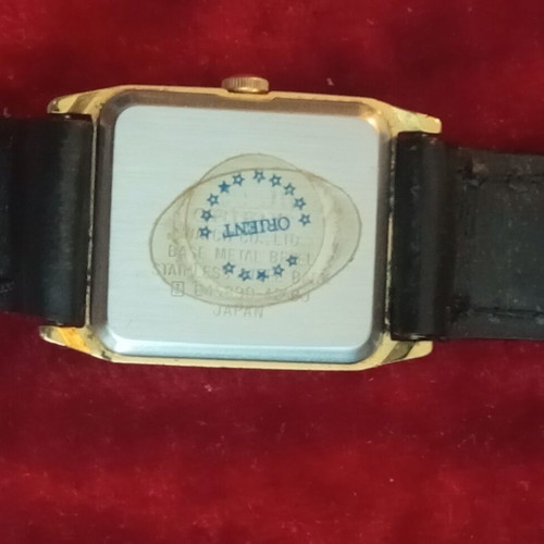 Orient VX tank quartz watch Japan, vintage, leather strap