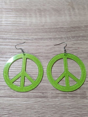 Peace dangle earrings lime new with glitter