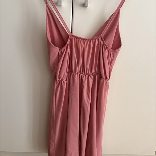 Pink wrap dress with thin straps, made in Italy